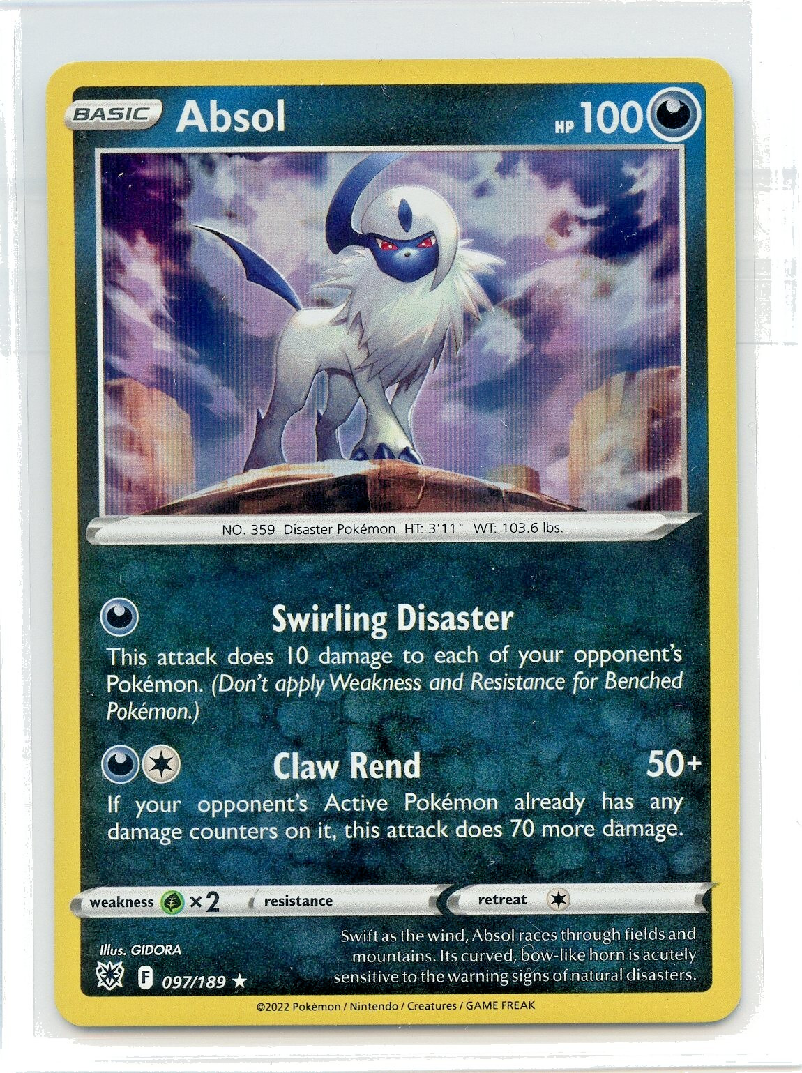 2022 Pokemon Astral Radiance Radiant Absol Rare Holo Card 97/189