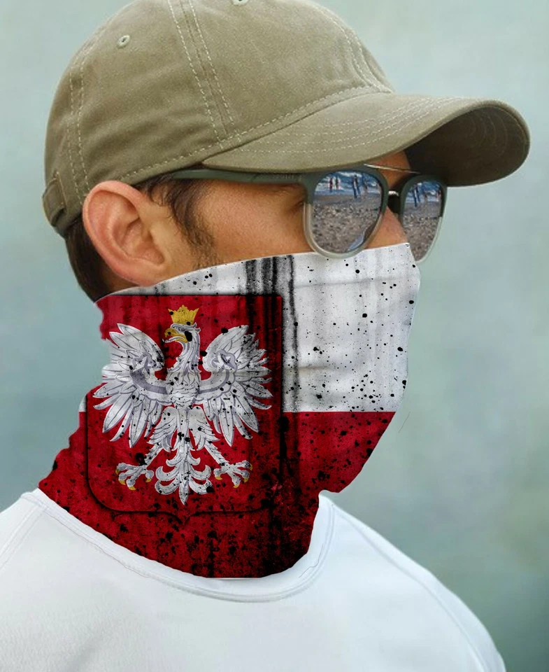 PARAGON SUN GAITER Mask Bandana UPF 50+ UV Protecter Fishing Polish Flag Sun Face Neck