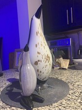 large glass penguin set Vintage Italian glass...
