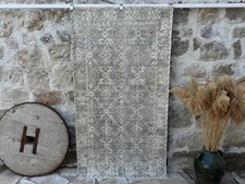 Hand-Knotted Turkish Rug 4x7 Beige Cotton Geometric Carpet Bedroom Area Rug