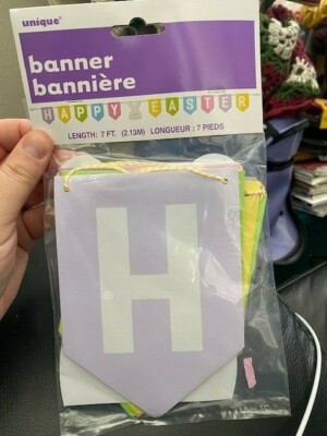 Multi Coloured Colourful Happy Easter Easter Bunny Pennant Flags Card Banner New