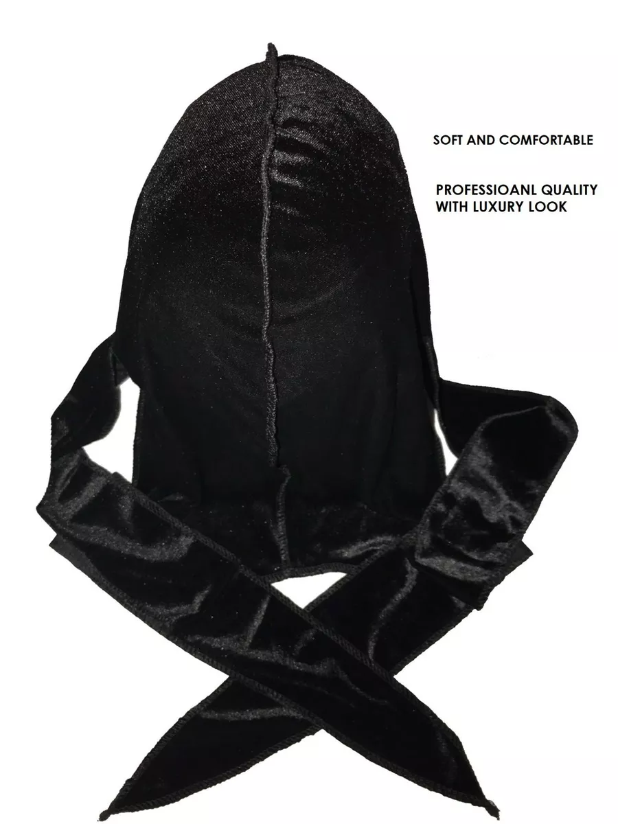 Velvet Durag / Du-rag / Do-rag / Bandana - Unisex - Black