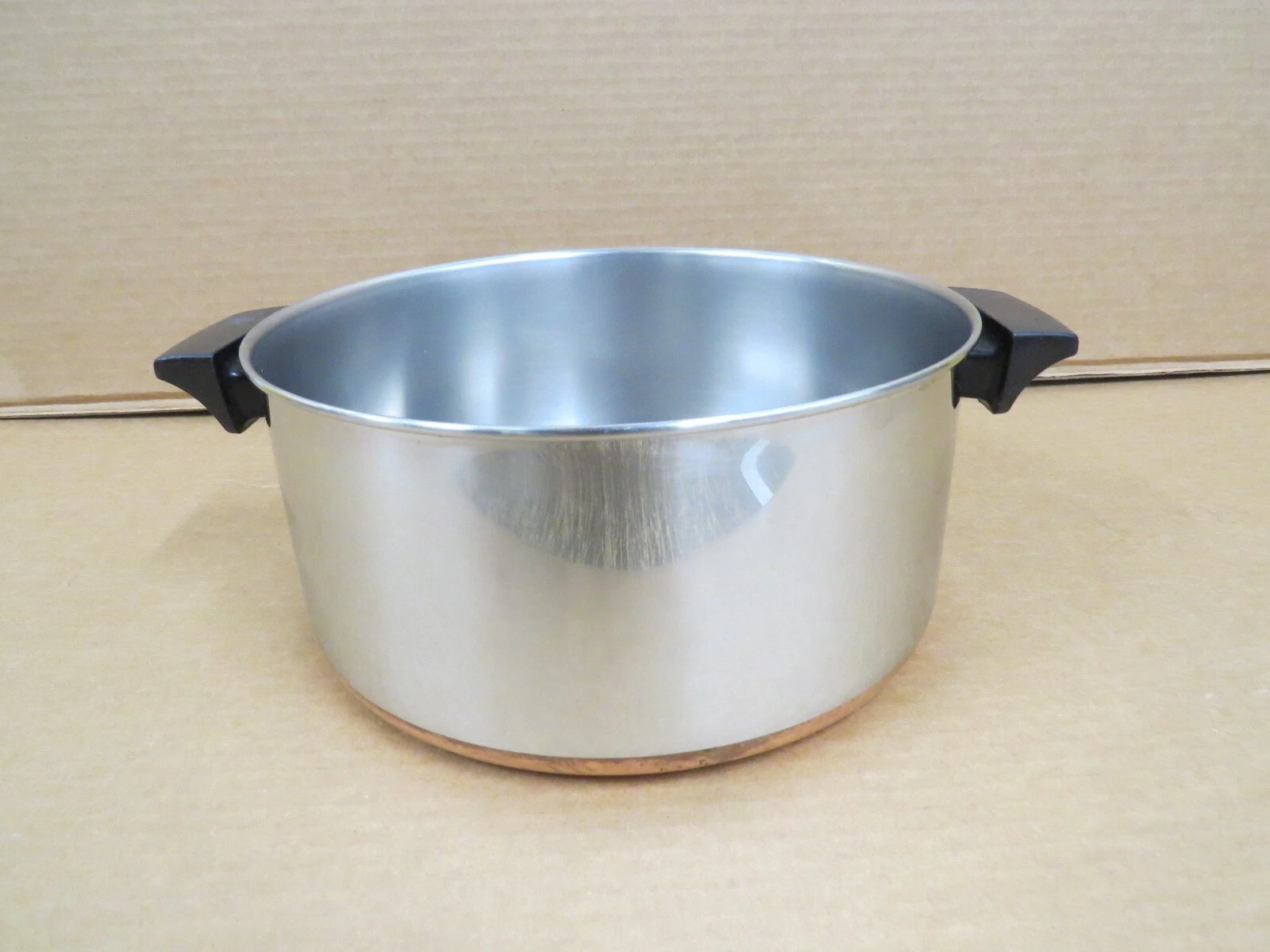 Vintage Revere Ware 6 Qt Stock Pot Clinton, IL Copper Bottom 1801 NO LID #78