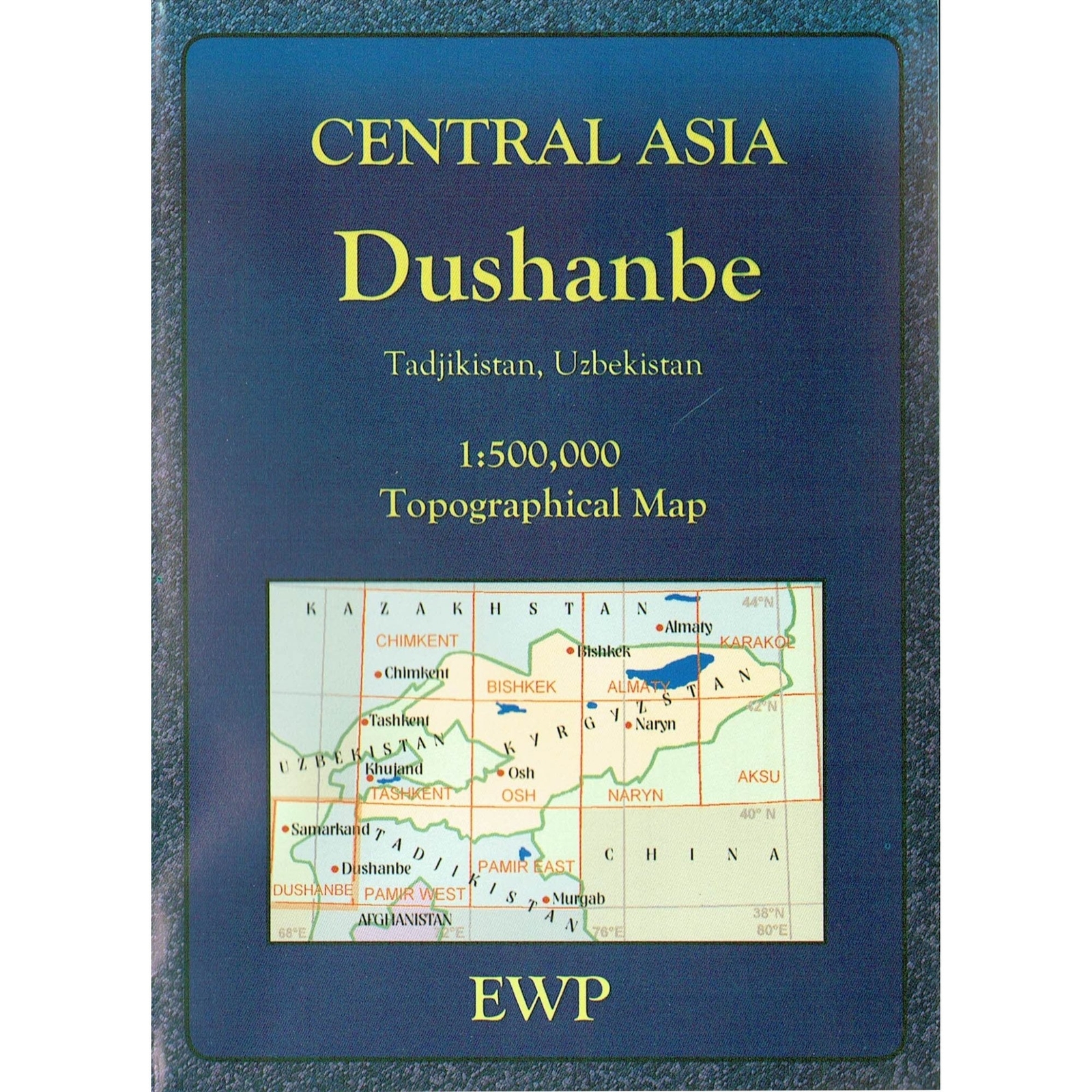 Central Asia: Dushanbe Map Tajikistan Uzbekistan topographic hiking trekking
