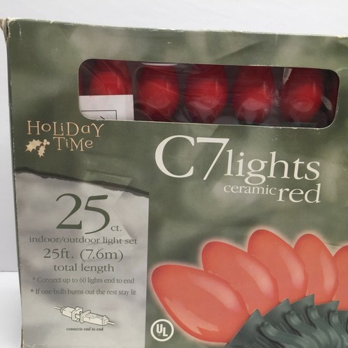 Holiday Time C7 Ceramic Red String Lights 25 Ct. Indoor Outdoor 25Ft. 125Watts - Picture 2 of 4