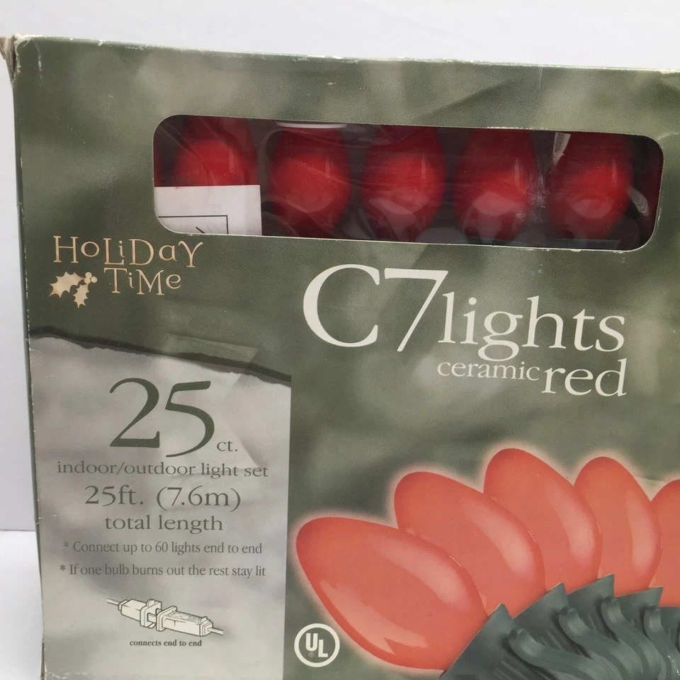 Holiday Time C7 Ceramic Red String Lights 25 Ct. Indoor Outdoor 25Ft. 125Watts - Image 2 of 4