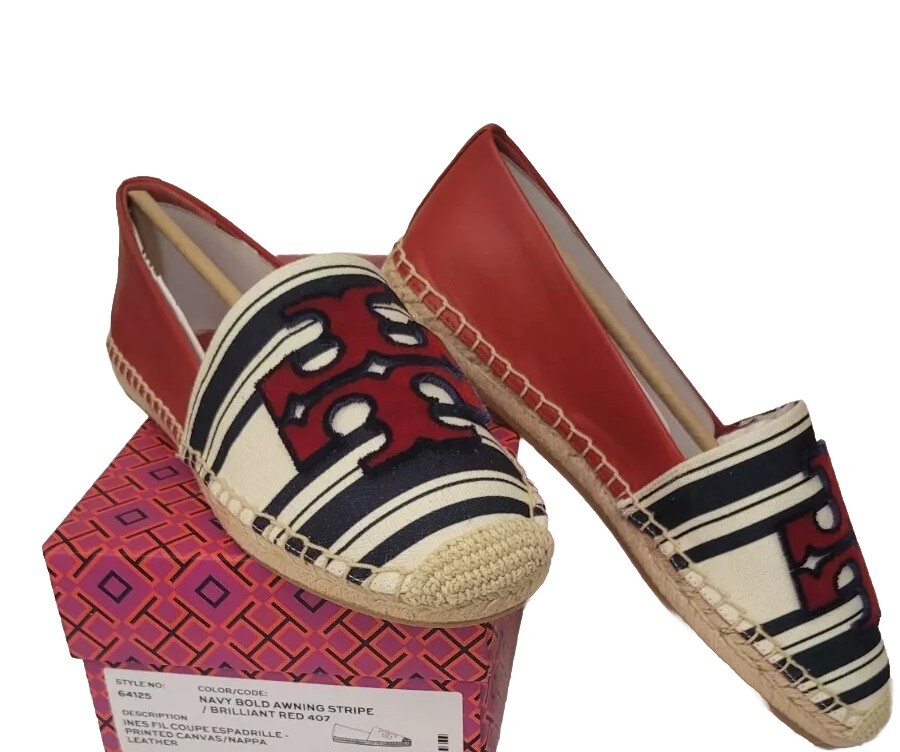 NIB Tory Burch Ines Fil striped coupé Espadrille Size