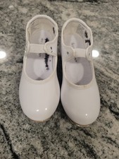 Weissman Tap Dance Shoes Girls 11 C M White Patent Leather Look Minor Wear