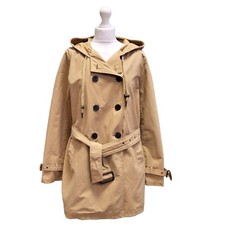 Belted Mac Coat Jacket Fat Face Brown Hooded Lightweight Double Breasted Women's