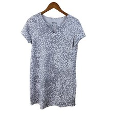 Marc NY Size Medium Shirt Dress Casual Stretch Grey Animal Print lounge Cheetah