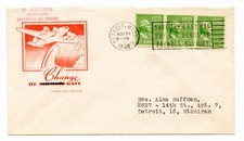 1946 Airmail Rate Change FDC • Detroit  • Embossed LF Cachet • Retter Provenance