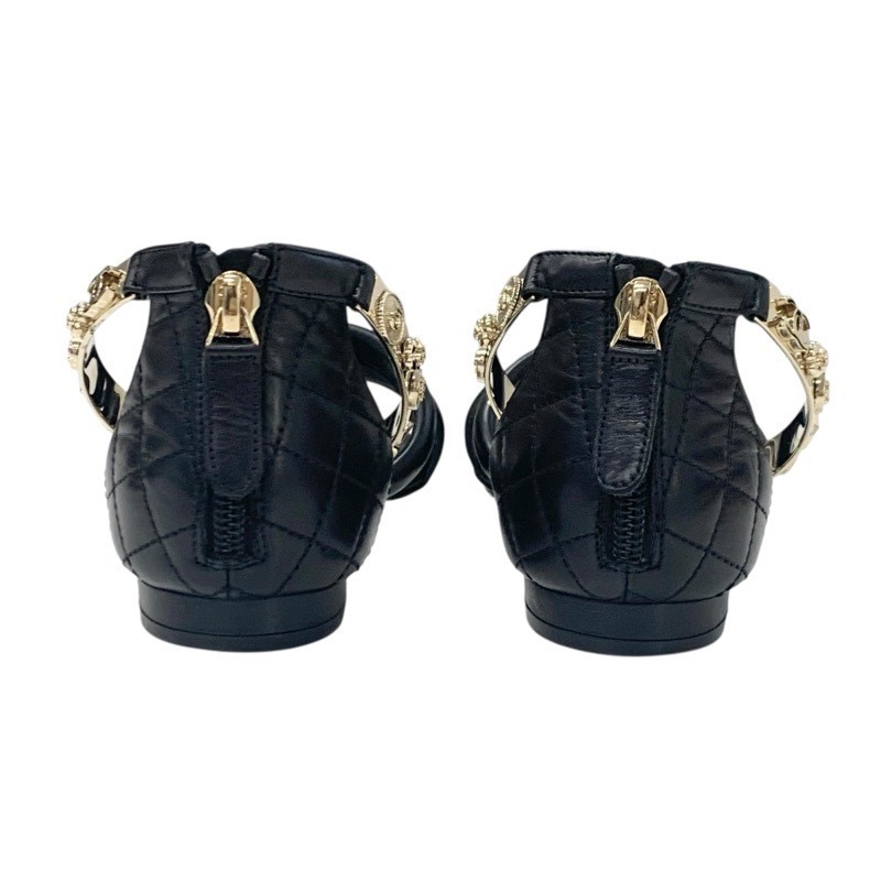 CHANEL sandals size 35 US5 black gold women's thumbnail 5