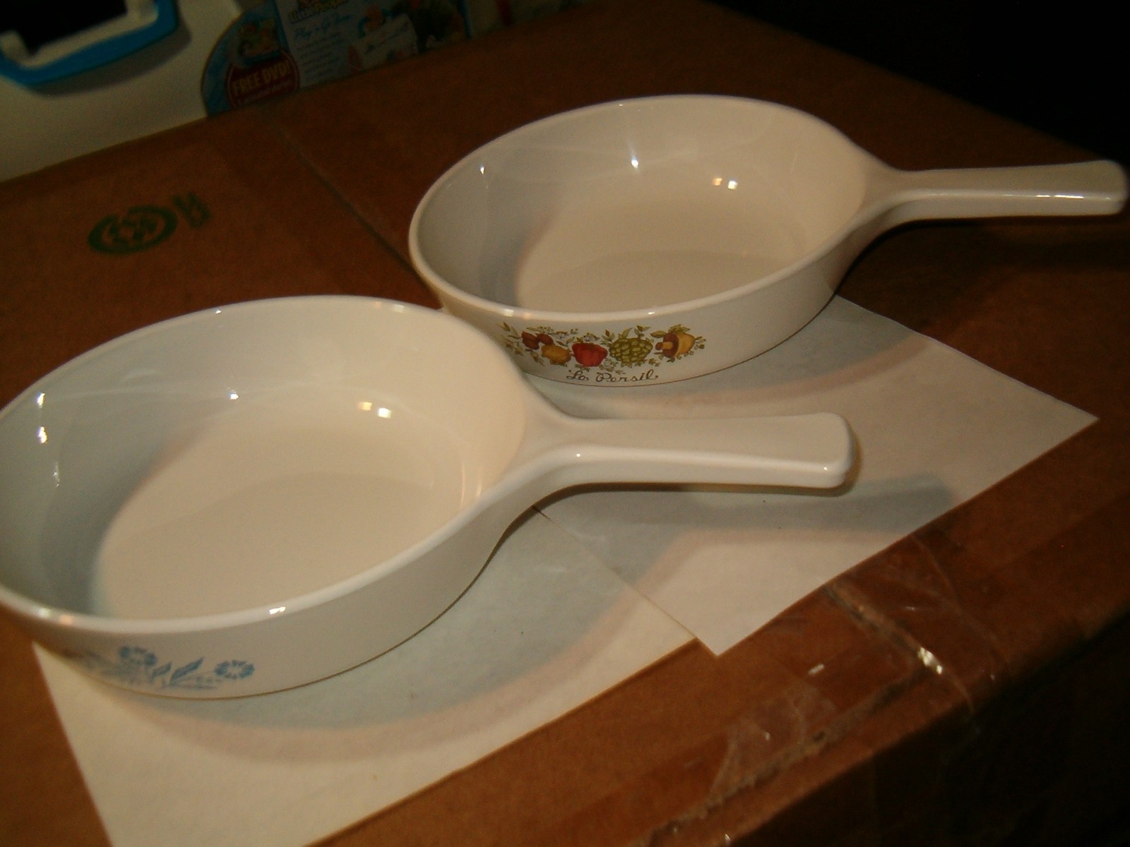 2 Corning Ware P-83 Cornflower & P-83-B Spice Of Life 6 1/2 Inch Skillet No Lids