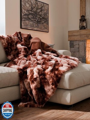 Fluffy Throw Blanket King Size - Faux Fur Throw for Couch or Bed - Plush Soft