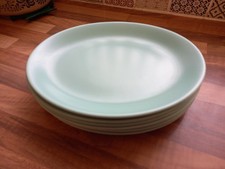 Poole Pottery X6 Oval Dinner Plates Steak Plates Twintone Ice Green Ex Con