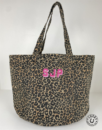 Personalised (2 initials) Leopard Print Tote Bag (Standard Size) NEW