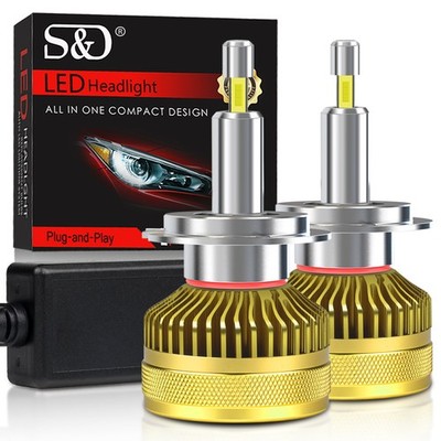 2Pcs 360° 4-Side H11 H7 H1 9005 9006 LED Headlight Bulbs Hi/Lo Beam 90000Lm Lamp
