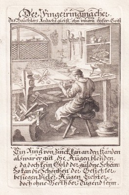 Juwelier jeweler jeweller Beruf profession Weigel Kupferstich engraving 1698.