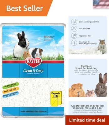 Clean & Cozy White Paper Bedding, Made for Small Animals, 49.2 Liters