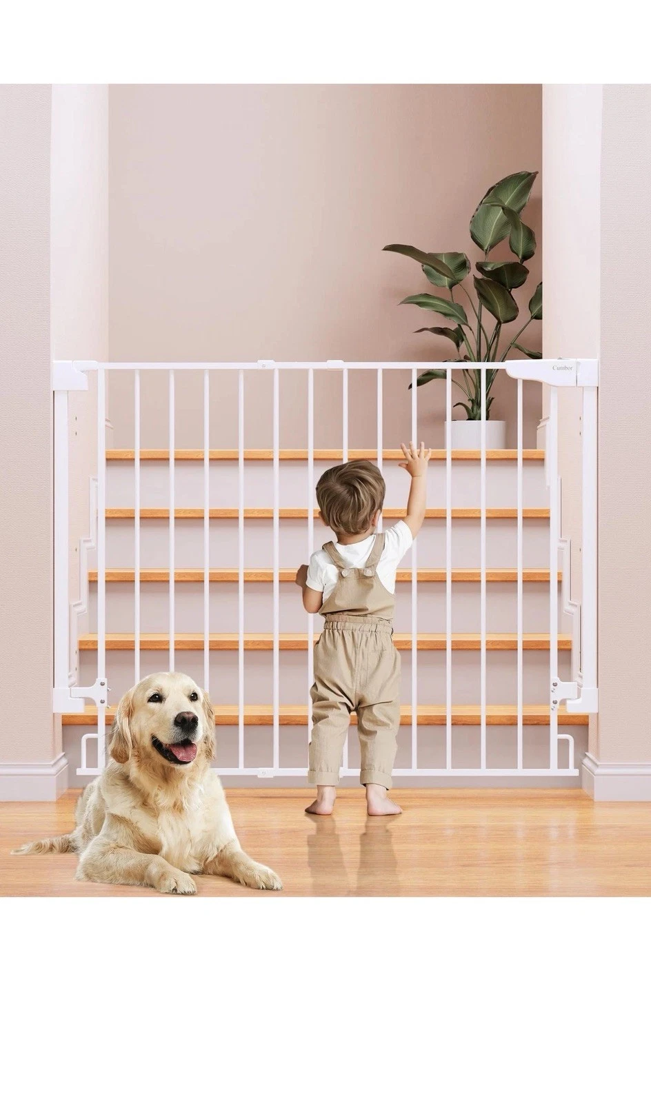 Cumbor 29.2–43” Baby Staircase Safety Gate, Wall-Mounted (White)