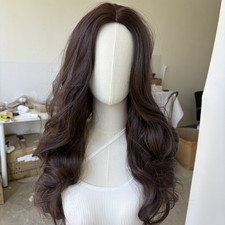 Dark brown Long Wavy Costume Wig Layered Synthetic Hair Heat Resistant