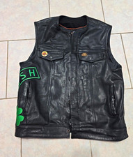 First Classics Black Leather Motorcycle Biker Vest L Harley-Davidson Patch