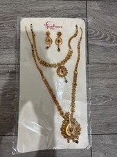 Indian Sri-Lankan Fake Gold Necklace Set with Earrings New.