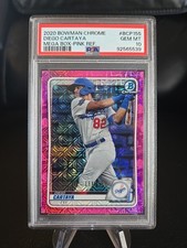2020 Bowman Chrome Mega Pink Mojo Refractor /199 Diego Cartaya RC PSA 10