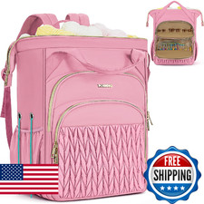 Knitting Bag Backpack, Large Crochet Bag Organizer,Water-Resistant Yarn Storage