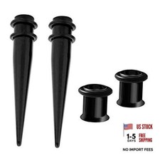 1g 7mm 2 Pairs 316L Steel Tapers and Tunnels Ear Stretching Kit Black 1g 7mm