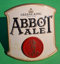Beer pump clip badge GREENE KING brewery ABBOT ALE real ale Suffolk plastic