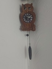 Black Forest Style Owl Clock Moving Eyes Antique Vintage Rare