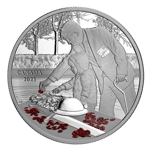 Remembrance Day - $20 1 oz. Pure Silver Poppy Coin - Canada 2023 Royal Canadian