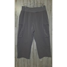 Sage Collective size L Capri Zip Cargo Pockets Crop Pants Wide Stretchy