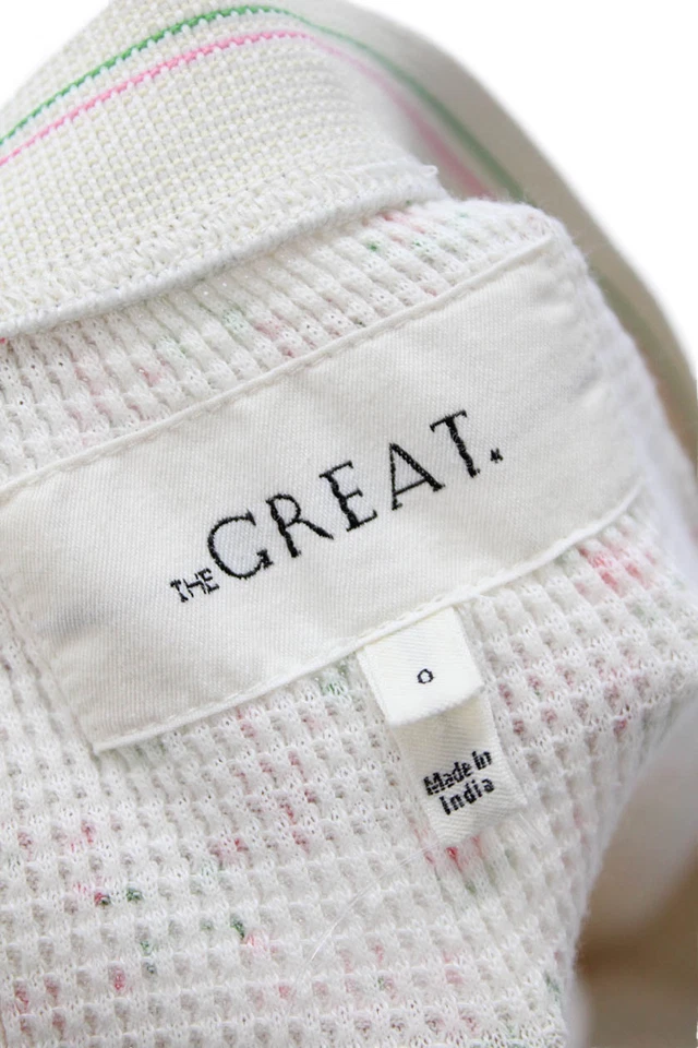 Pantalones de salón elásticos de tiro alto florales de algodón para mujer The Great blancos talla 0 Foto 4 de 4