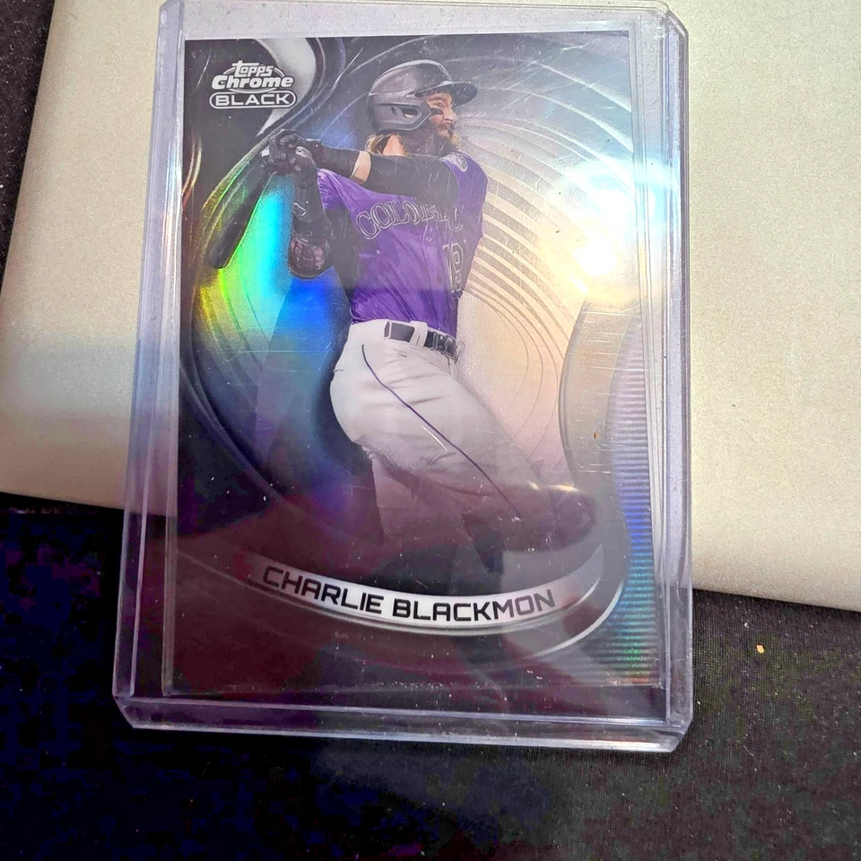2022 TOPPS CHROME BLACK REFRACTOR #26 CHARLIE BLACKMON 193/199- COLORADO ROCKIES - Image 4 of 4