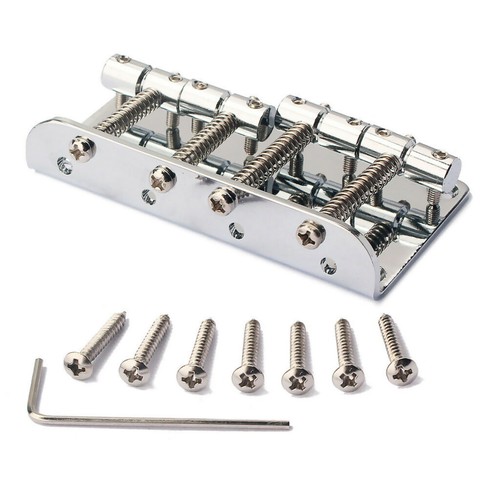 1 Set Bridge for Fender Precision Jazz Bass Guitar Parts Chrome 201B-4 Badass J - Picture 11 of 12