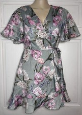 Show Me Your Mumu Women's Green Evelyn Short Sleeve Wrap Mini Dress Size Small