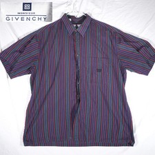 Givenchy Monsieur Button Up Shirt Striped Purple Green XL