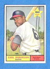 EARL ROBINSON, BALTIMORE ORIOLES 1961 TOPPS ROOKIE CARD #343 - EXMT. rookie card picture