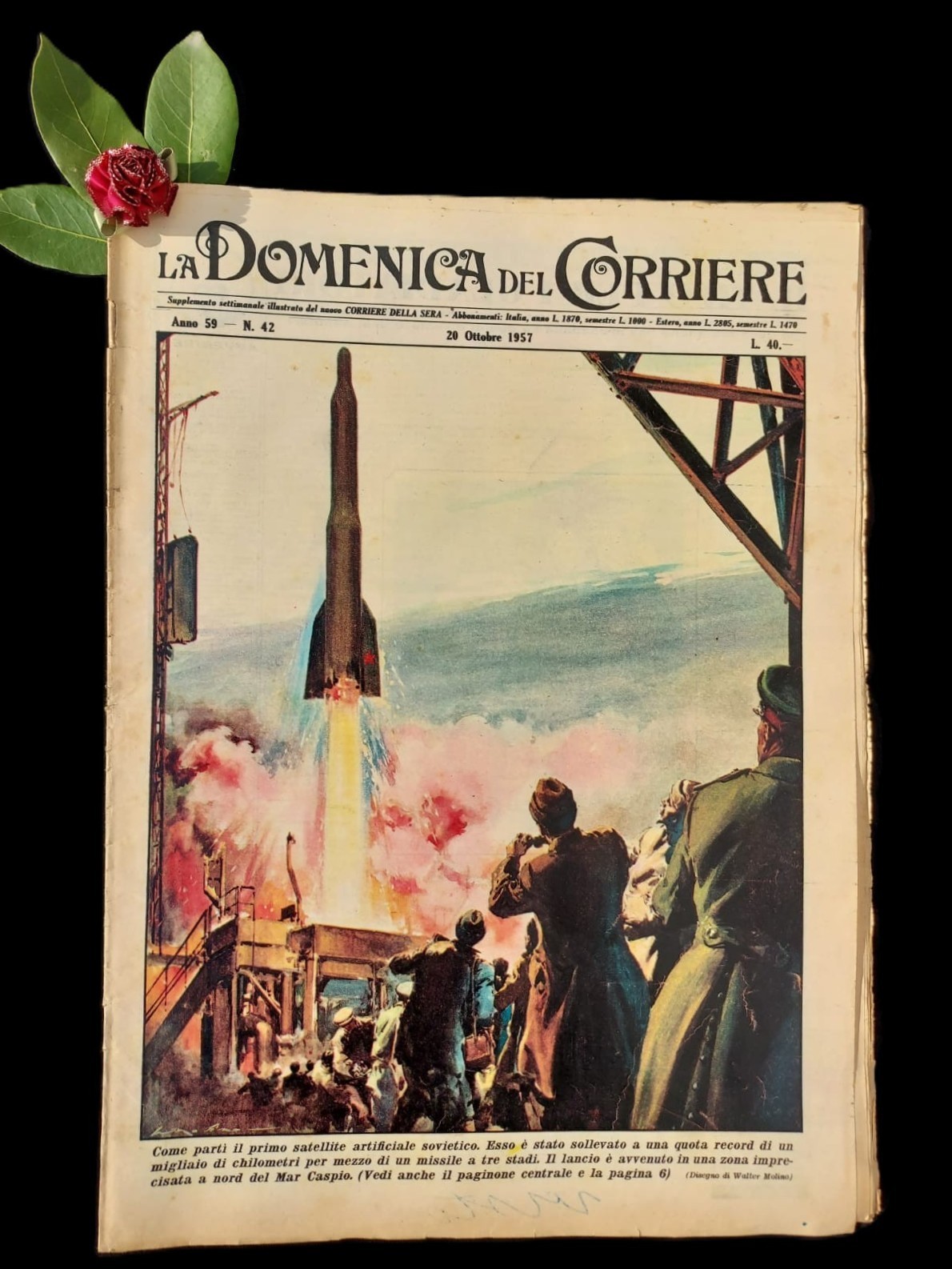 La Domenica del Corriere 20 ottobre 1957 N. 42 Sputnik Santojanni Taruffi Mozart