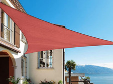 Wine Red 5 x 5 x 5m HDPE Triangular Sail Sunshade Canopy Screen Balcony Awning