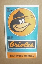 1960's FLEER BALTIMORE ORIOLES MAJOR LEAGUE BASEBALL CLOTH PATCH DECAL STICKER