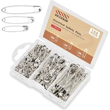 Safety Pins - 150 Pcs Assorted Sizes Silver Pins Bulk - Small & Large Heavy Duty