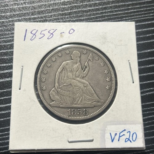 1858-o Liberty Seated Half SILVER Date - Very Fine Original VF