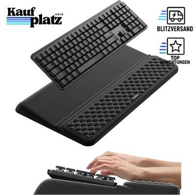 Handballenauflage Ergonomisch Schwarz 430x237mm mit Tastaturständer für Büro