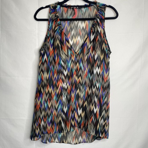 Eight Sixty Sleeveless Multi Color Long Tunic Top Sz Small S