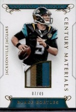 2016 Panini National Treasures #11 Blake Bortles Century Materials Prime #/49