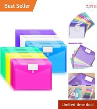 24 Pack Colorful Plastic File Folders A4 Letter Waterproof Storage Organizer