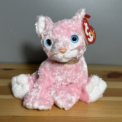 Ty Beanie Baby Carnation the Pink Cat 6.5'' Sitting Beanbag Plush With Tag